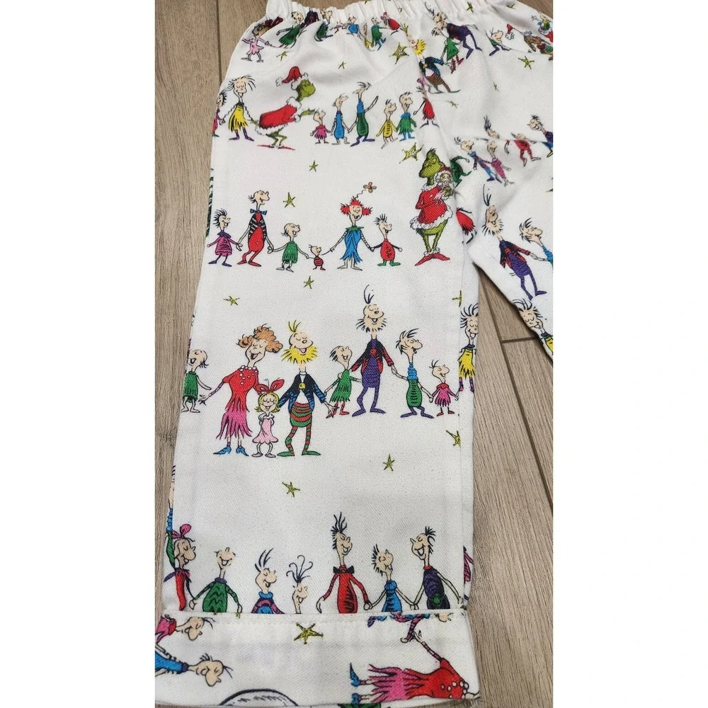 Pottery Barn Kids Dr Seuss Grinch‎ Christmas Pajama Pants Size 4 Boys Girls